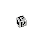Sterling Silver "P" Square  Bead