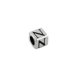 Sterling Silver "N" Square Bead