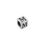 Sterling Silver "M" Square Bead