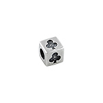 Sterling Silver Clubs Square Bead