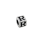 Sterling Silver "R" Square Bead