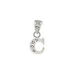Sterling Silver Textured "C" Initial Pendant with White CZ