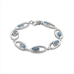 Sterling Silver Oval in Oval Bracelet with Blue Mother of Pearl