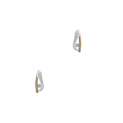 Sterling Silver Slotted Two Tone Drop Stud Earrings with White CZ
