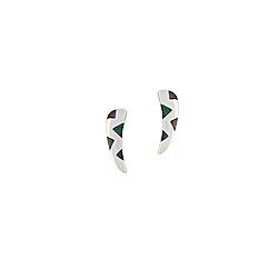 Sterling Silver "Fang" Stud Earings with Black Triangular Mother of Pearl Inlays