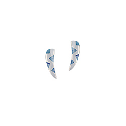 Sterling Silver "Fang" Stud Earings with Blue Triangular Mother of Pearl Inlays