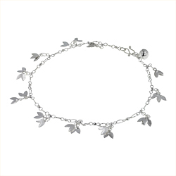 Sterling Silver Petal Charms Anklet