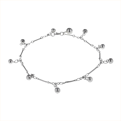 Sterling Silver Sticks Anklet With Ball Charms