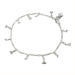 Sterling Silver Anklet with Christmas Tree Charms
