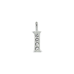 Sterling Silver "I" Initial Pendant with White CZ