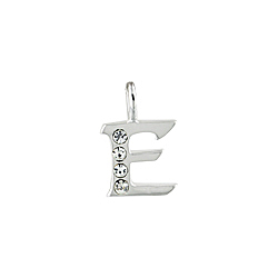Sterling Silver "E" Initial Pendant with White CZ