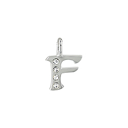 Sterling Silver "F" Initial Pendant with White CZ