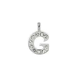 Sterling Silver "G" Initial Pendant with White CZ