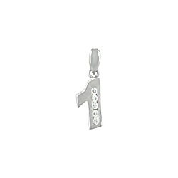 Sterling Silver "One" Pendant with White CZ