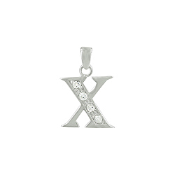 Sterling Silver "X" Pendant with White CZ
