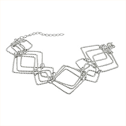 Sterling Silver Connected Squares Adjustable Bracelet