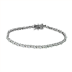 Sterling Silver Rhodium Plated X and O 3mm Tennis Bracelet
