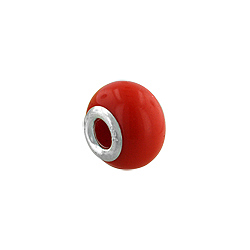 Sterling Silver and Solid Orange Murano Glass Bead