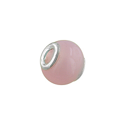 Sterling Silver and Solid Pink Murano Glass Bead