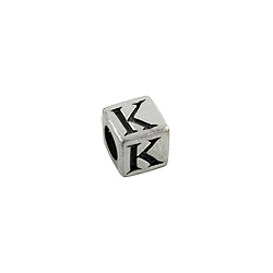Sterling Silver "K" Square Bead
