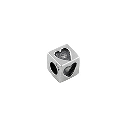 Sterling Silver Hearts Square Bead