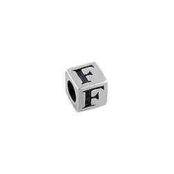 Sterling Silver "F" Square Bead