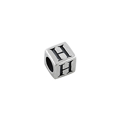 Sterling Silver "H" Square Bead