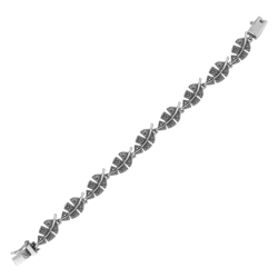 Sterling Silver Leaf Links Bracelet with Marcasite