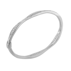 Sterling Silver Cuts of Love Bangle with CZ