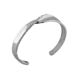 Sterling Silver Twist Cuff With Crystals