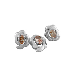 Sterling Silver Flowers Set with Champagne CZ