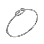 Sterling Silver Knot Bangle With CZ