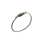 Sterling Silver Bangle with Wood Inlay