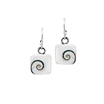Sterling Silver 10x10mm Square Dangle Earrings with Eye of Shiva Shell Inlay
