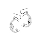 Sterling Silver Moon and Star Dangle Earrings