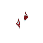 Sterling Silver Triangle Stud Earrings with Red Enamel