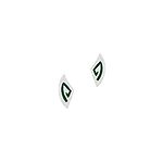 Sterling Silver Fang Stud Earrings with Green Enamel Pattern