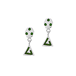 Sterling Silver Hexagon and Triangle Stud Earrings with Green  Enamel Pattern